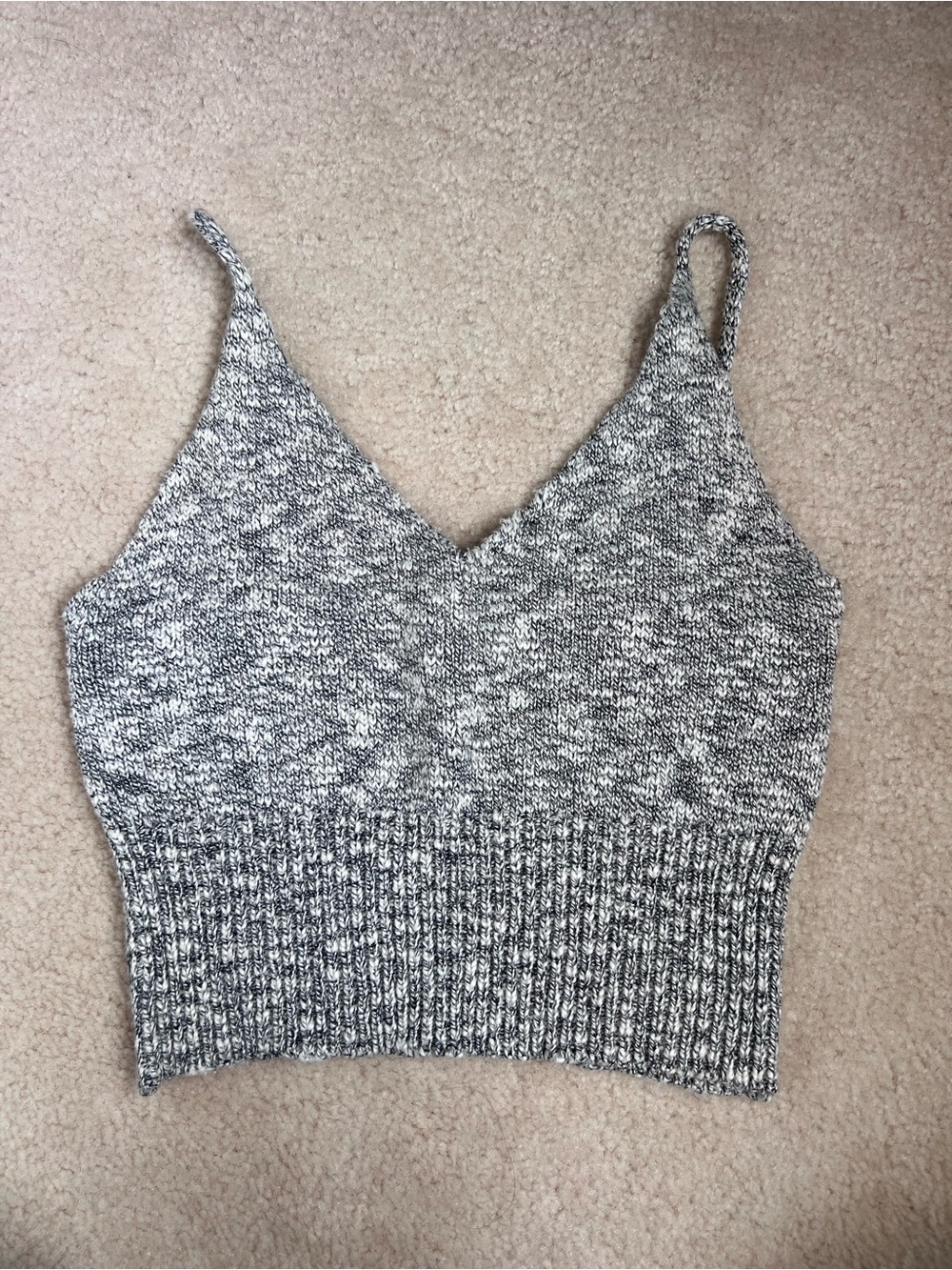Streetwear Society Grey Marled V‑Neck Knit Cropped Camisole